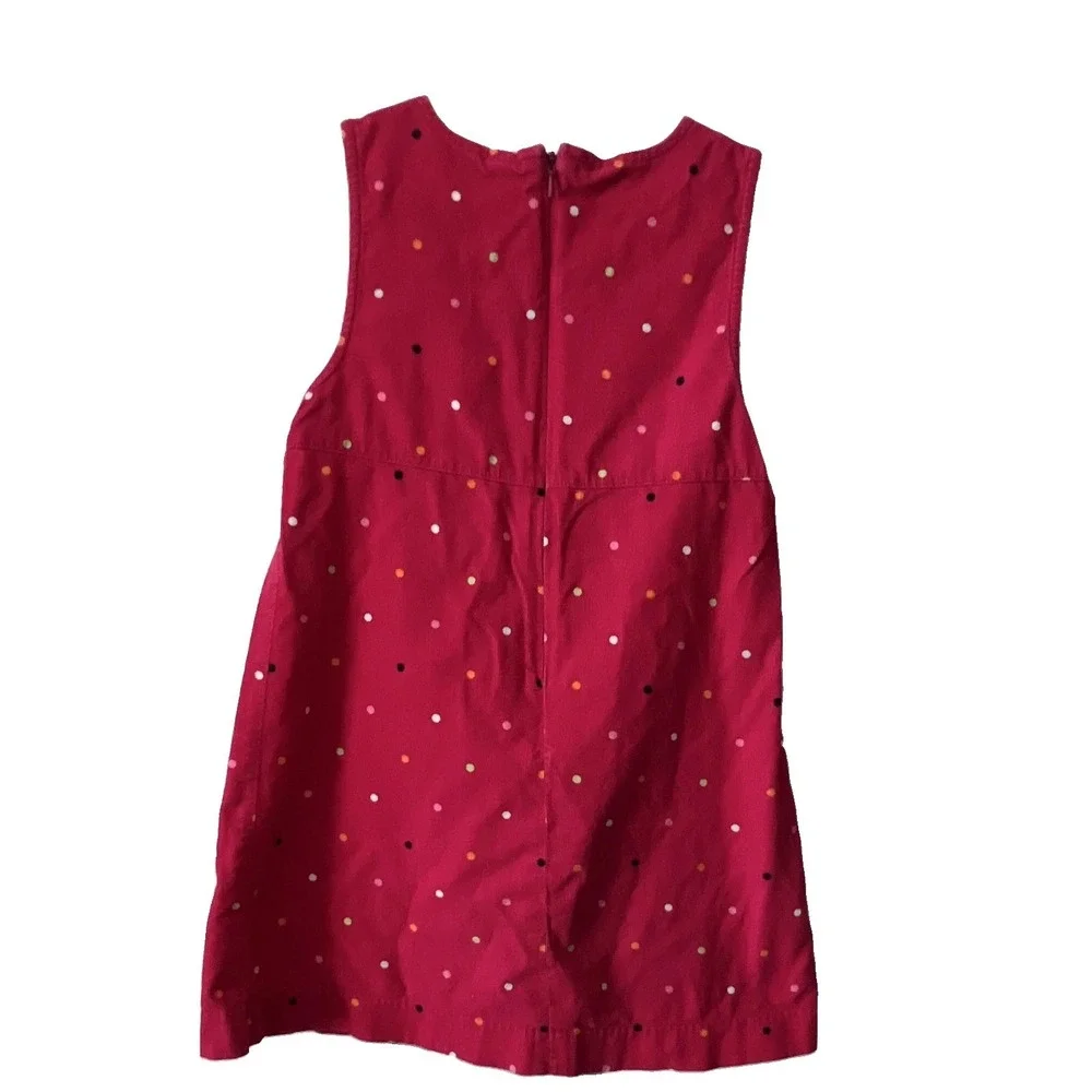 Vintage Gymboree Girls Size 5 Pink Polka Dot Corduroy A-Line Sleeveless